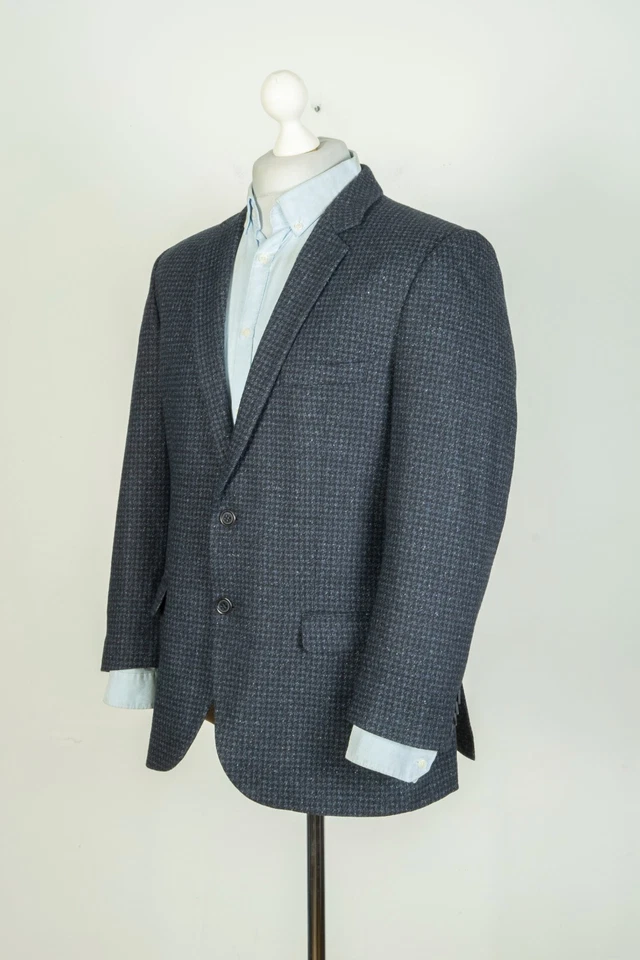 Kiton Napoli Pure Wool Blue Beige Mens Jacket Blazer Size 48 - Image 3 of 4