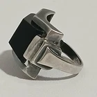 Geometric Black Stone Sterling Silver 925 Ring Size 5.5 Vintage 5. Grams