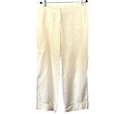 J. Jill White Linen Wide Leg Crop Trousers Size 12 Lagenlook Coastal Grandma