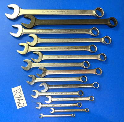 PROTO TOOLS 15 PIECE SAE. COMBINATION WRENCH SET 12 POINT 1/4-1-1/4