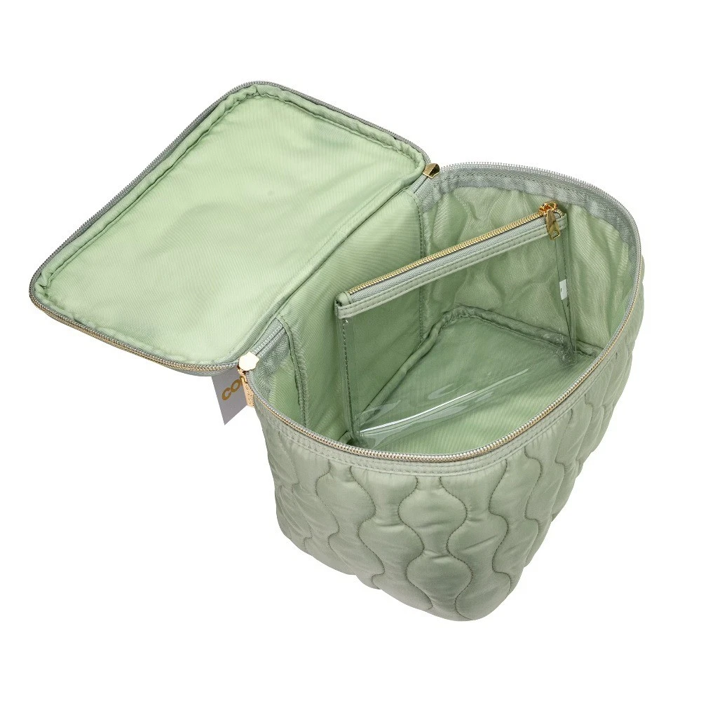 Sage Green Train Case Set, 2-Piece Travel Organizer with Clear Pouch - thumbnail 3