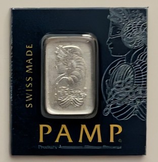 1 GRAM PLATINUM BAR PAMP SUISSE LADY FORTUNA CERTIFIED IN ASSAY CARD SKU C349087