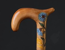 Hand carved wooden flower walking stick for men women cane everyday us for walk