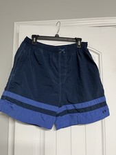 Hang Ten Shorts 5   Swim Trunks Men Sz M Lined Mesh Pockets Elastic Waist Logo
