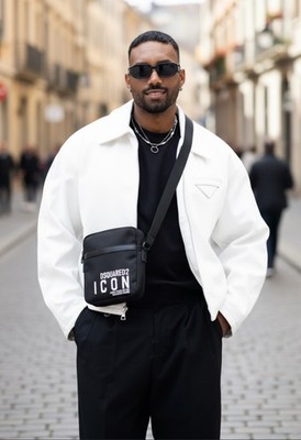 $602Dsquared2 Man Black  polyamide - Cow Leather Be Icon Crossbody Shoulder Bag
