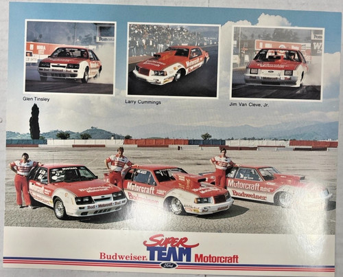 Vintage Budweiser Motorcraft Ford Super Team Poster NHRA Racing Print FS