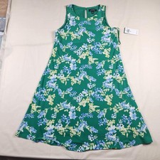 Lauren Ralph Lauren Size 6 Floral Midi Dress A Line Green Blue Fit & Flare