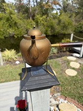 Tea Kettle Three Leg Copper and Brass Wooden Handle Pre-Electricity 19th Century