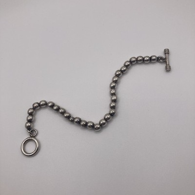 925 Sterling Silber Kugel Perlen Armband Knebelverschluss 20 g 8 Zoll