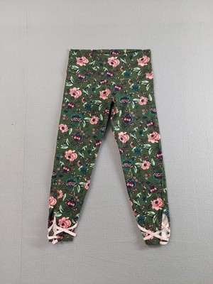 Old Navy Active Women Legging M Green Floral Compress Pull On Go Dry Athleisure