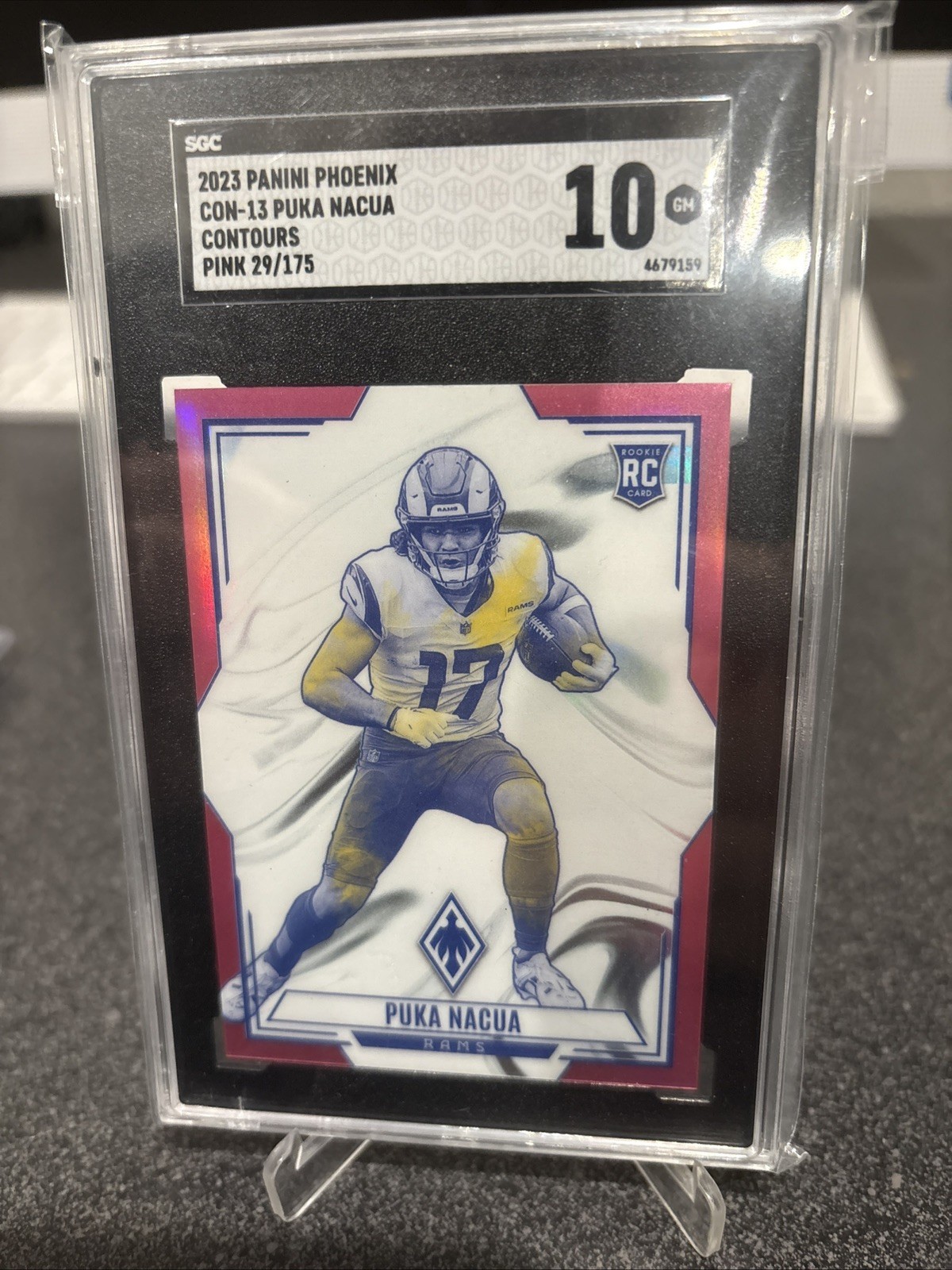 2023 Panini Phoenix - Contours Puka Nacua #CON-13 Pink /175 (RC) SGC 10