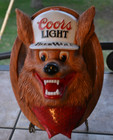 VINTAGE COORS LIGHT BEER WOLF 3-D WALL ADVERTISING SIGN - MAN CAVE 1987 14"x10" — photo 3