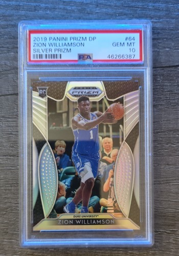2019-20 Panini Prizm Draft Picks - Zion Williamson #64 Silver Prizm (RC) PSA 10