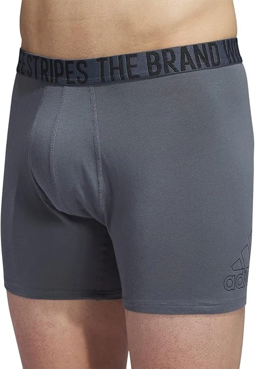 adidas Men's Black/Onix Grey/Grey 4-Pack Stretch Cotton Boxer Briefs (982060-B) - Image 3 of 4