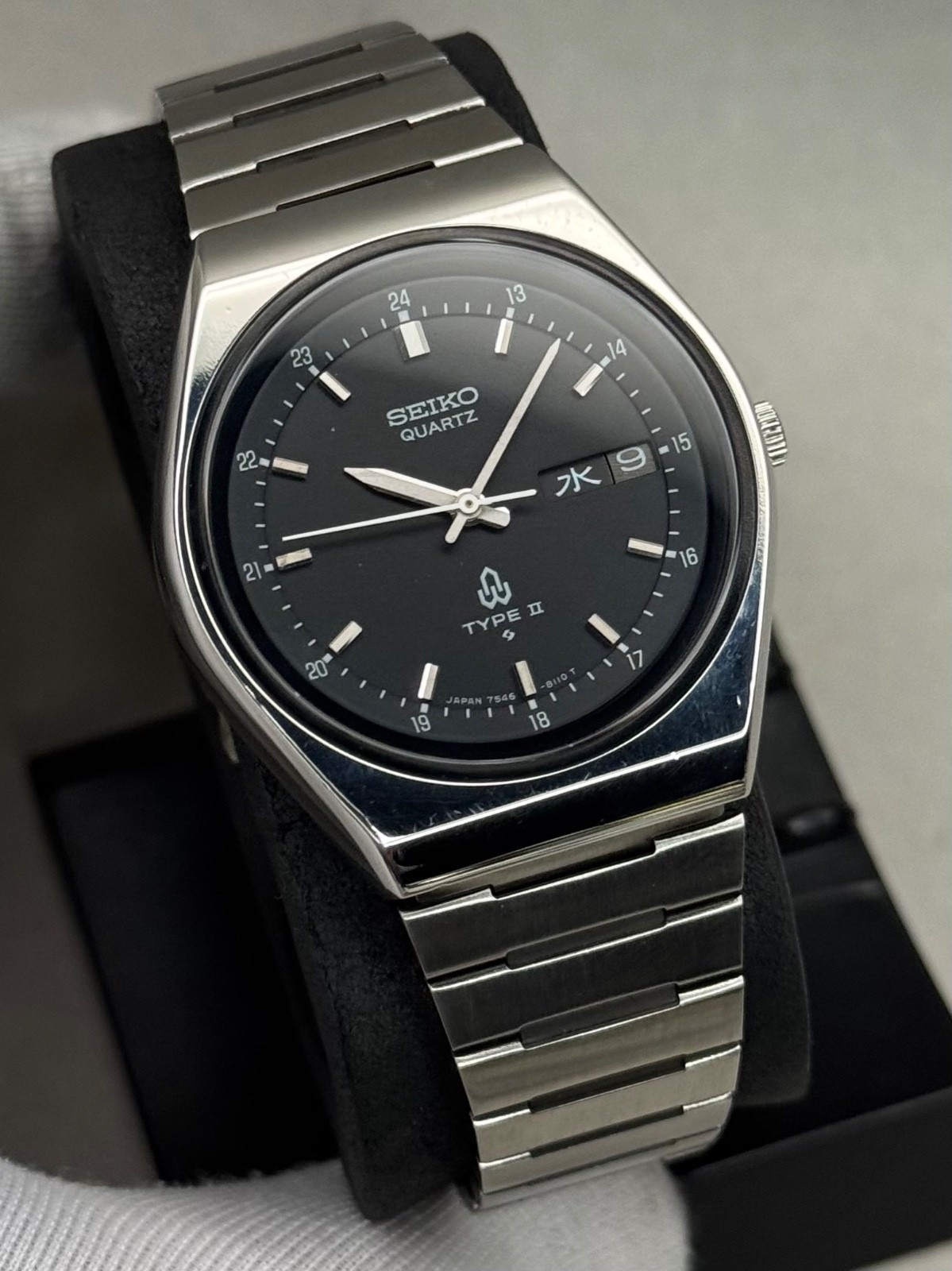 || Rare SEIKO Date/Day Type 7546-8090 Japan kanji Railway Dial - vintagewatches.pk