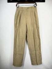 Lauren Ralph Lauren Khaki Trouser Straight Leg Pants 100 Linen Women's Size 8