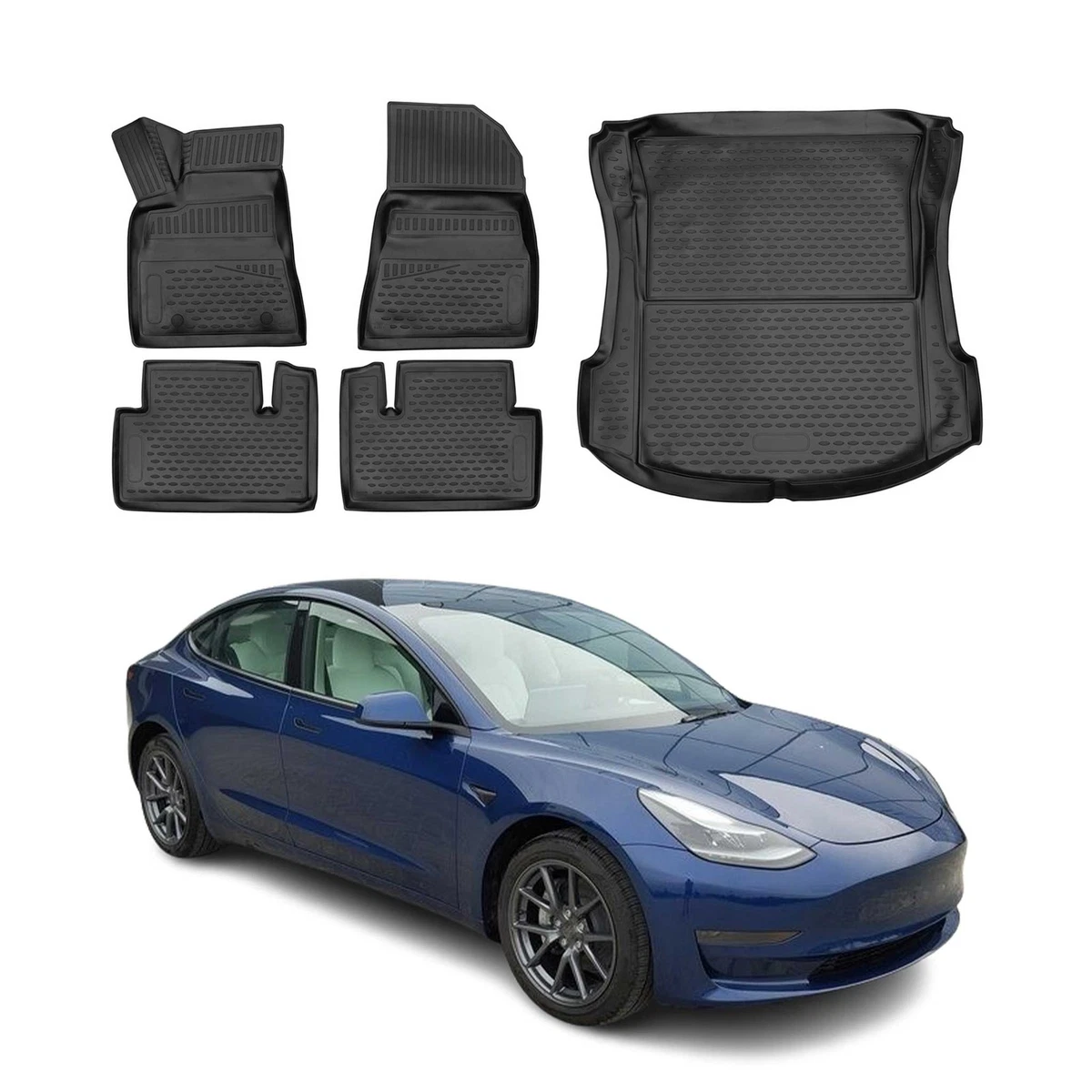 Alfombrillas Maletero Tesla Model Y 3W - TPE, Doble Capa, Impermeables, Fáciles De Limpiar