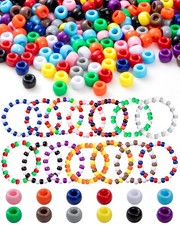 Taybonds 1000 Pcs Pony Beads, 9mm Multi-Colored Kandi Beads 6x9mm, 12 Colors