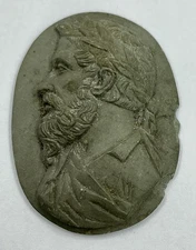 ANTIQUE LAVA CARVED MALE BUST - ROMAN (V633) 