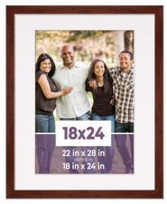 18x24 Frame Walnut With White Picture Mat For 18x24 Photo - Walnut 22x28 Frame T