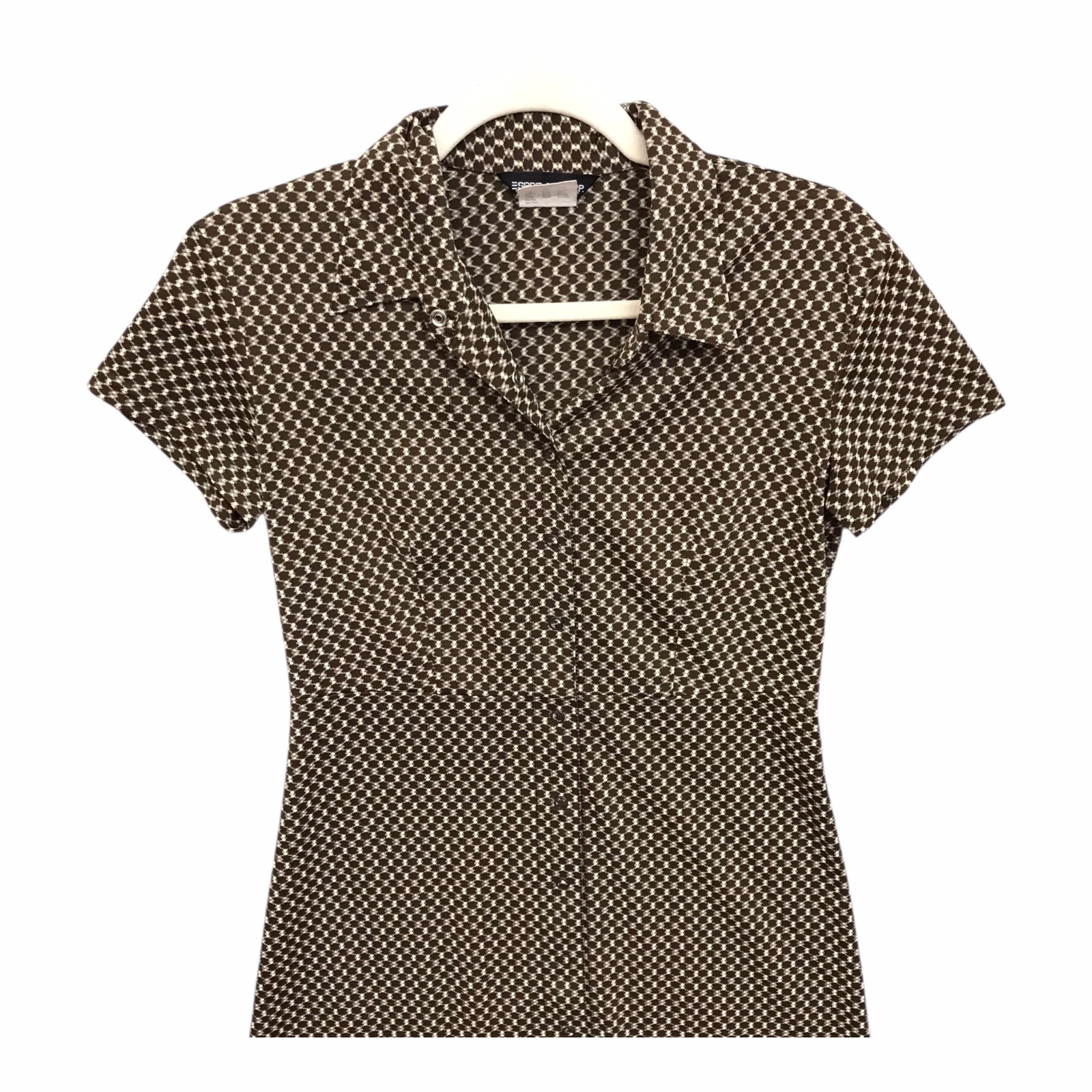 VTG 80's 90’s Esprit Shirt Dress Brown Snap Front Mad Men Retro Office Sz 4 image 3