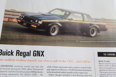 Original 2019 OCTANE extracted mag article: BUICK REGAL GNX  (1 printed side)