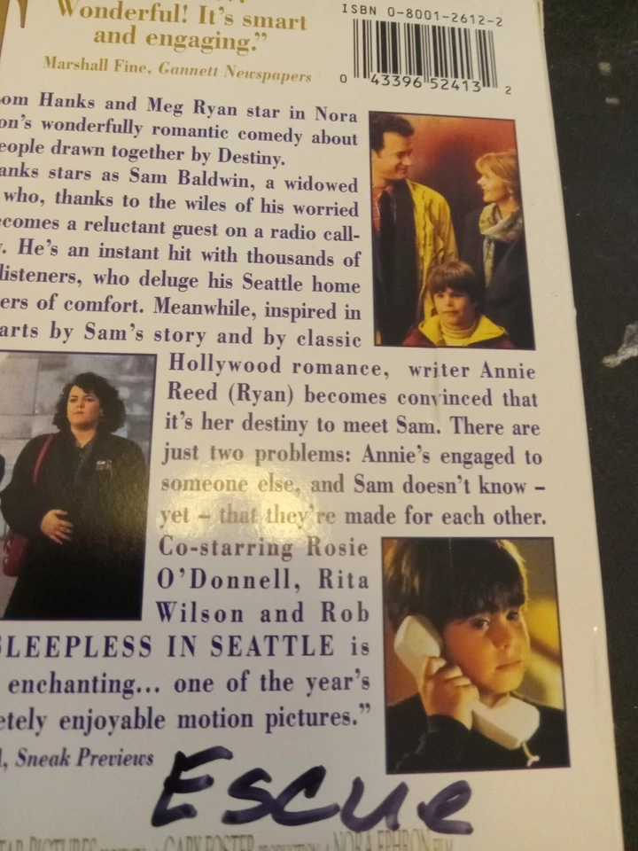 VHS Sleepless in Seattle (1993) Pre-owned Tom Hanks Meg Ryan  - Image 2 of 4