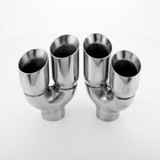 Pair Quad Staggered 3.5 Out 304 Stainless Steel Exhaust Tips 3 In Dual Wall