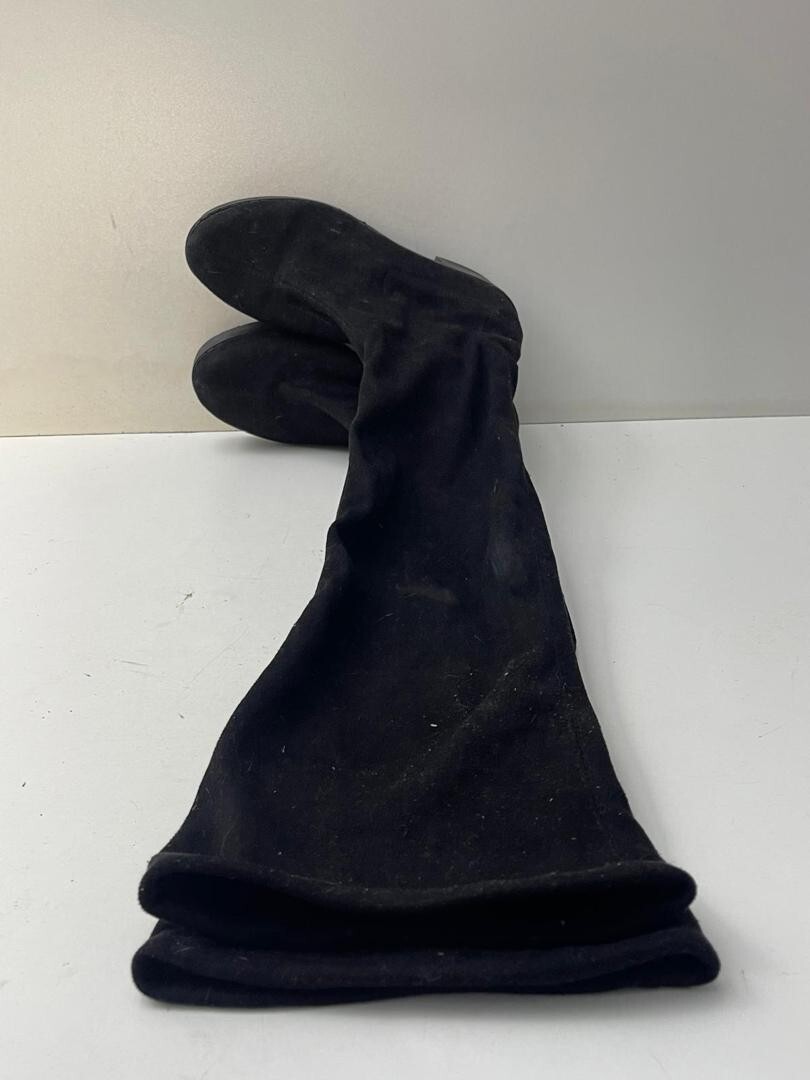 Boohoo Women's Black Suede Short Zip Over The Knee Boots UK Size