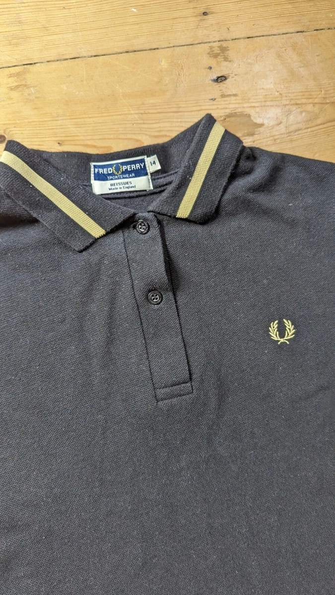 Black and gold fred perry shirt cheap