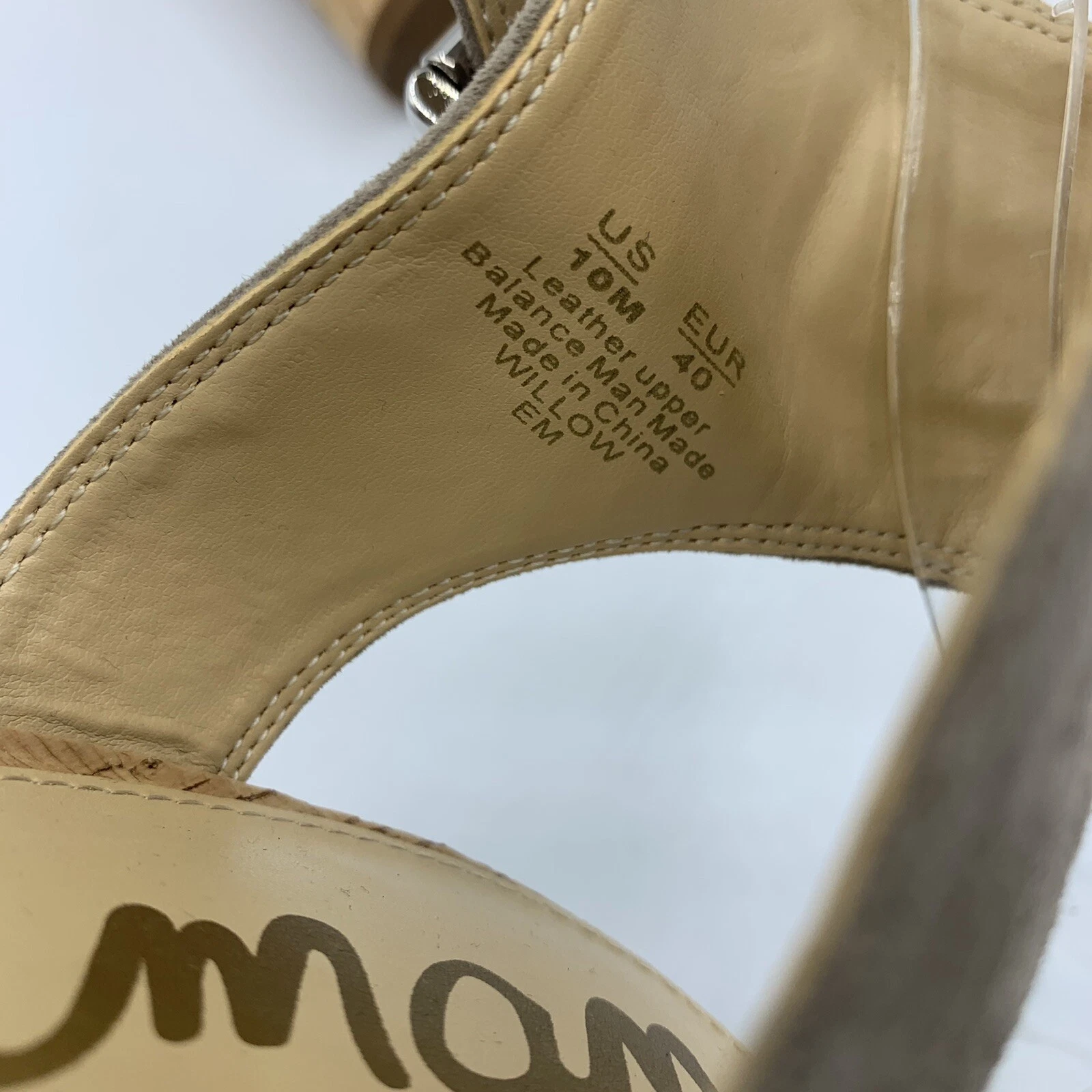 Sam Edelman Womens 10 Leather Willow Cork Wedge Sandals Shoes