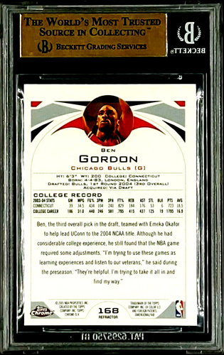 2004 2004-05 Topps Chrome Refractor #168 Ben Gordon RC Rookie BGS 9.5 POP 35 - Picture 2 of 12