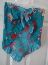 Catimini Turquoise Red Poppies Beach Cover Up Wrap Size 1T NWT