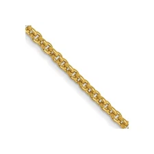Real 14K Yellow Gold 1.4mm Round Open Link Cable Chain; 26 inch; Lobster Clasp