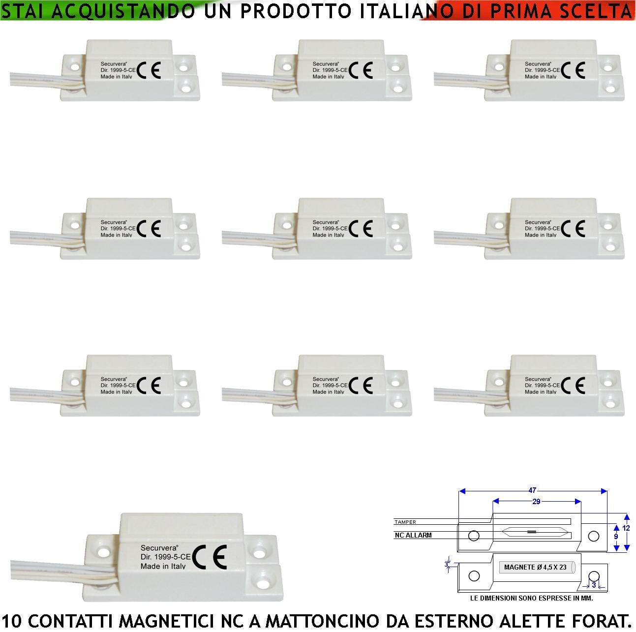 Kit 10 Sensori Magnetici NC Allarme - Automazione e Sicurezza Casa