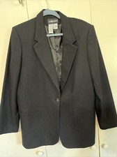 VTG Retro 90s Sag Harbor Womens Size 18 100 Pure Wool Blazer Jacket BLACK