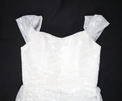 NEW TS Couture US 4 White Sequined Off Shoulder High Slit Wedding Bridal Dress - Picture 7 of 12