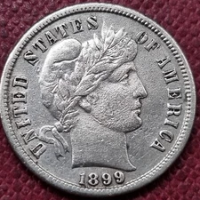 1899 S Barber Dime 10c Better Grade XF Details #82198