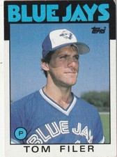 FREE SHIPPING-MINT-1986 Topps Tom Filer #312 PLUS BLUE JAYS BONUS CARDS