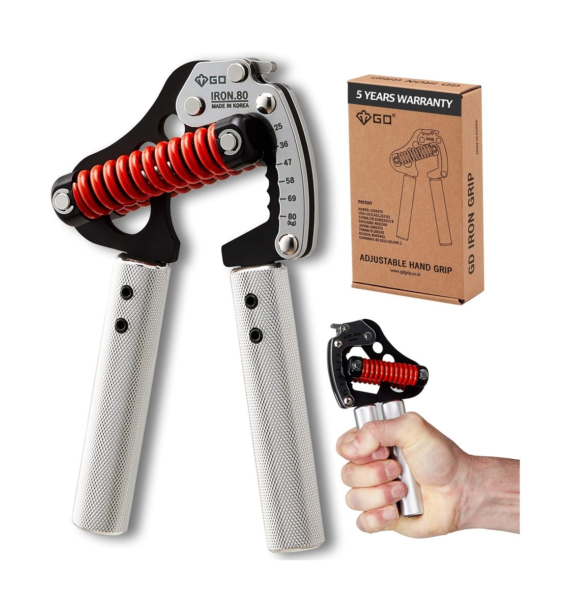 GD Iron Grip Hand Grip Strengthener (Adjustable Hand Grips for