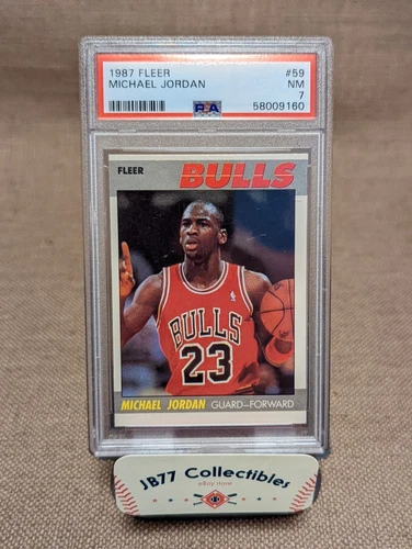🔥🔥MICHAEL JORDAN 1987 FLEER 2ND YEAR CARD #59 CHICAGO BULLS PSA 7 NEW SLAB🔥🔥