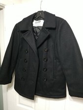 Vintage Schott Nyc U.s. Pea Coat Sailor Jacket 740n Black  Size 12 Women’s