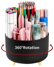 Desk Pencil Pen Holder, 5 Slots 360 Degree Rotating Pencil Pen Organizers f