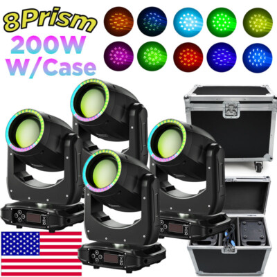200W LED Moving Head Light RGBW Gobo Beam Stage Spot Lighting DJ Disco Bar DMX