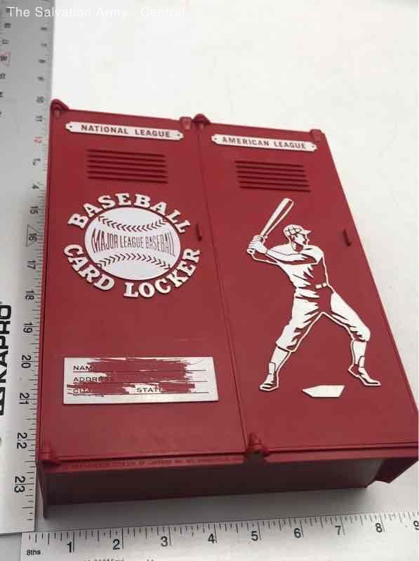 Vintage Red Standard Baseball Card Locker In Original Box With Card Lot