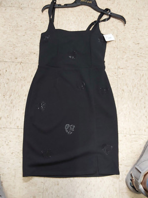 Nwt Planet Gold Womens Junior Plus Square Neck Heart Dress Black XXXL
