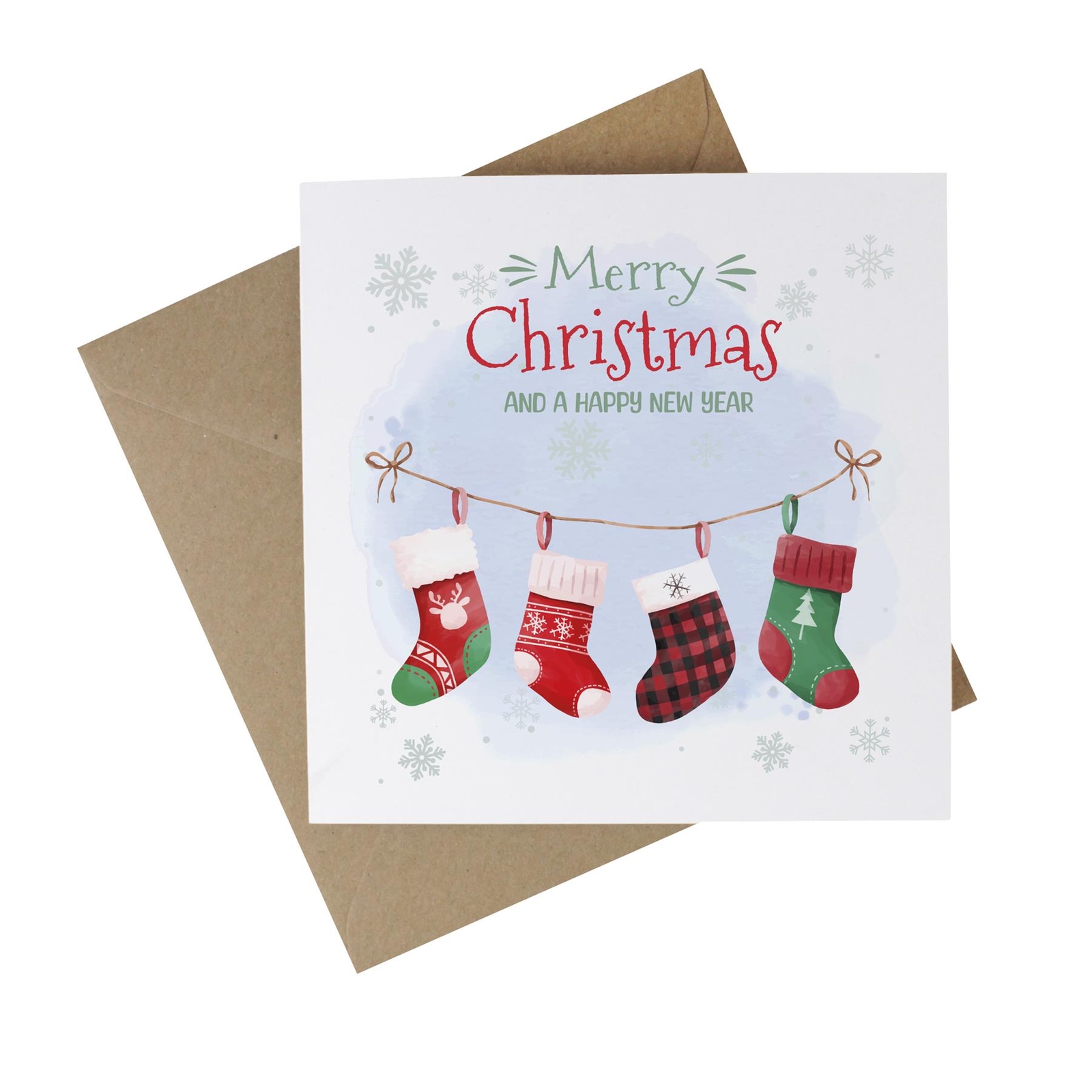 Christmas Stockings Recycled Paper Card - Festive Eco-Friendly Greetings Card