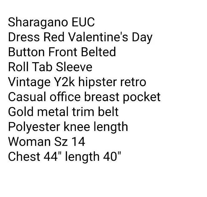 Sharagano Shirt Dress Woman 14 Red Button Front Belted Office Career Vtg Y2k  - Image 4 of 4