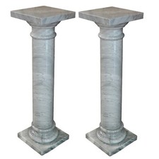 Paire De Colonnes En Marbre BARDIGLIO Design Intérieur Italien H 81cm