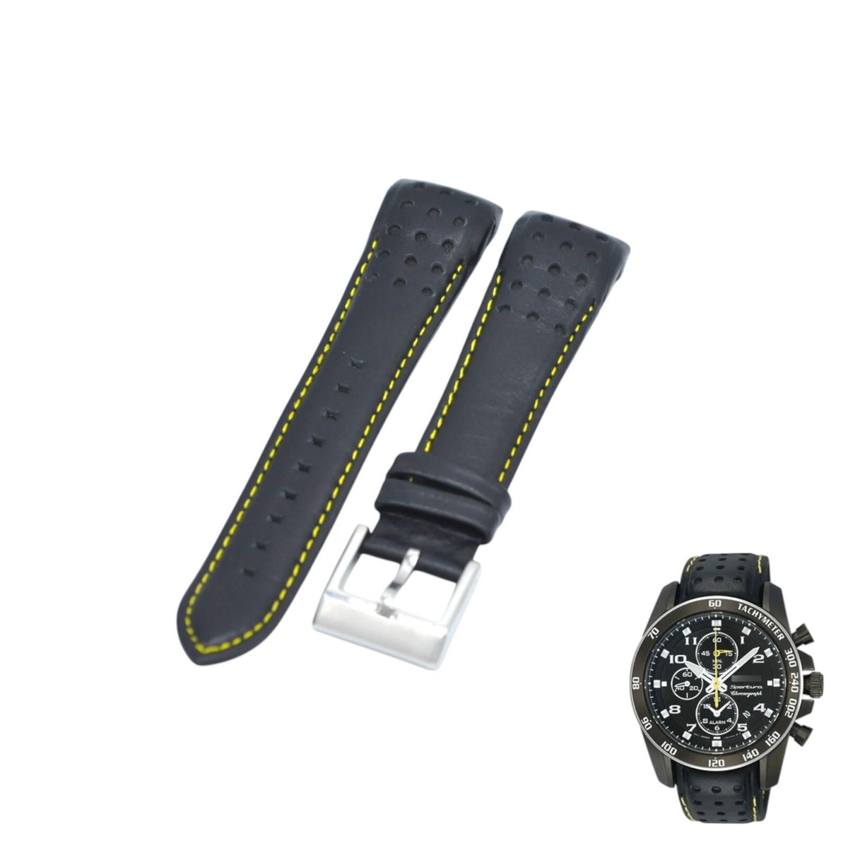 Sportura SNAE67P1 21mm Black Leather Watch Strap For Seiko | eBay